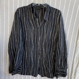 Lane Bryant 100% silk black/white ripped pattern